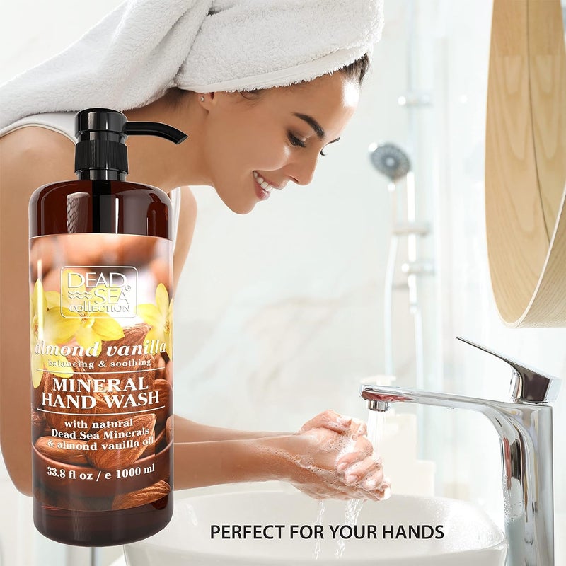 Dead Sea Collection Hand Soap Pump Almond Vanilla - Moisturizing Hand Wash Liquid with Dead Sea Minerals - Almond Vanilla Oils, Balancing & Soothing Pack of 2 (33.8 Fl Oz Each) - 67.6 Fl Oz Total - Image 5